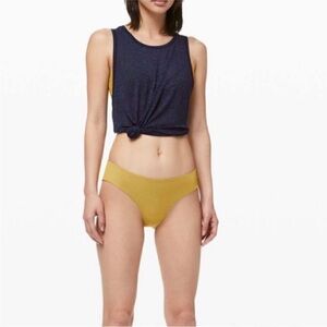 Lululemon Clear waters mid Rise bikini bathing suit bottom embroidered gold